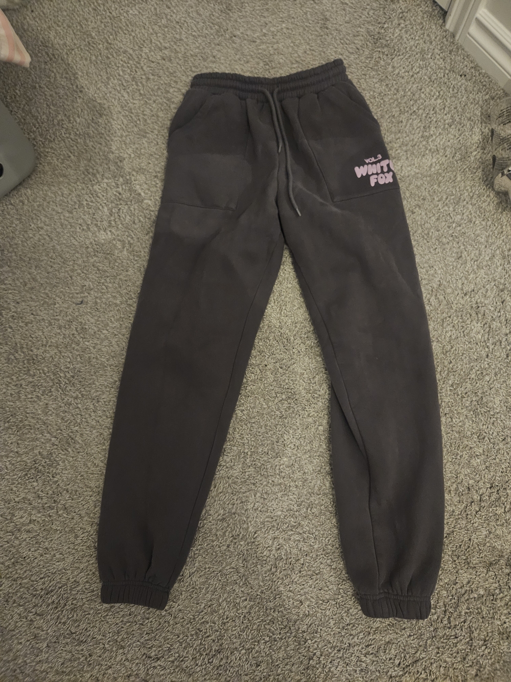 Black Sweatpants with Pink "White Fox" Logo